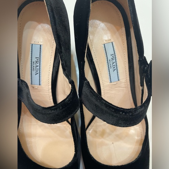 Prada Flower Heel Velvet Mary Janes - Picture 5 of 11
